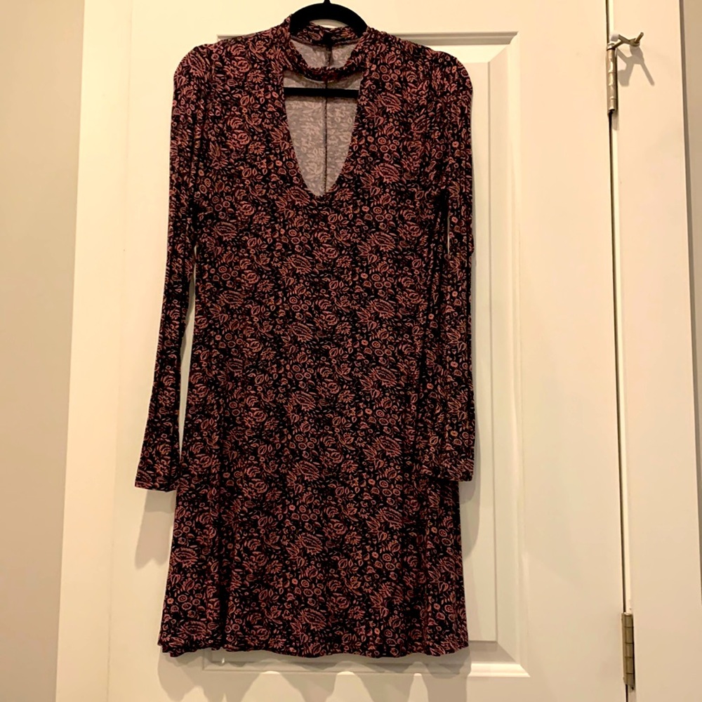 Express purple and black long sleeve dress, size M